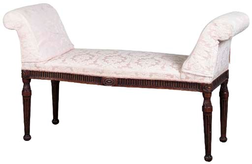 A GEORGE III MAHOGANY WINDOW SEAT,
