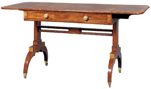A REGENCY ROSEWOOD-BANDED MAHOGANY SOFA TABLE,