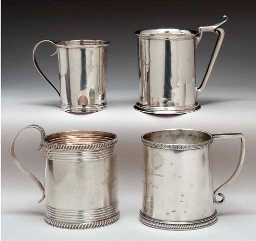 A COLLECTION OF SILVER MUGS