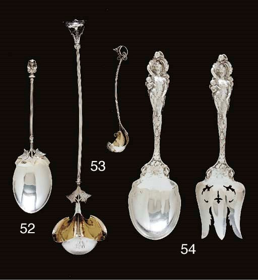 A SILVER PUNCH LADLE AND SAUCE LADLE