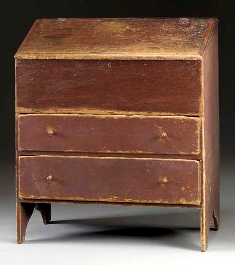 A RED-PAINTED SLANT LID DESK