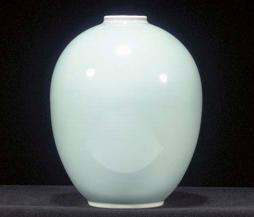 A bone china ovoid vase