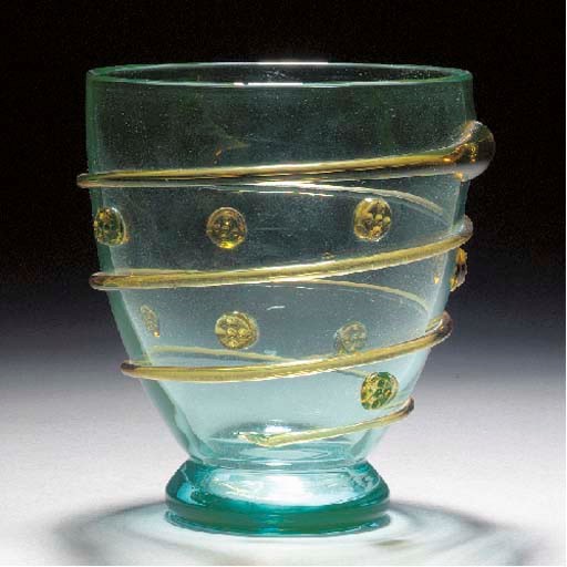 A Whitefriars green glass vase