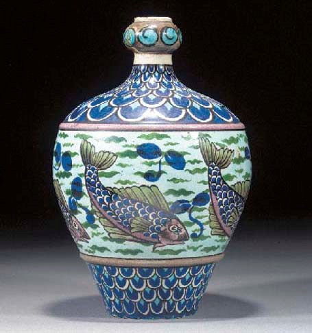 An unusual Burmantoft vase