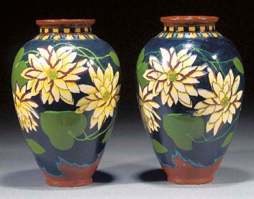 A pair of Foley Intarsio vases