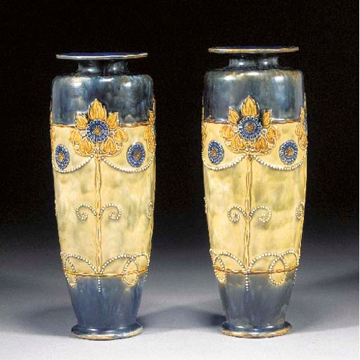 A pair of Royal Doulton stoneware vases