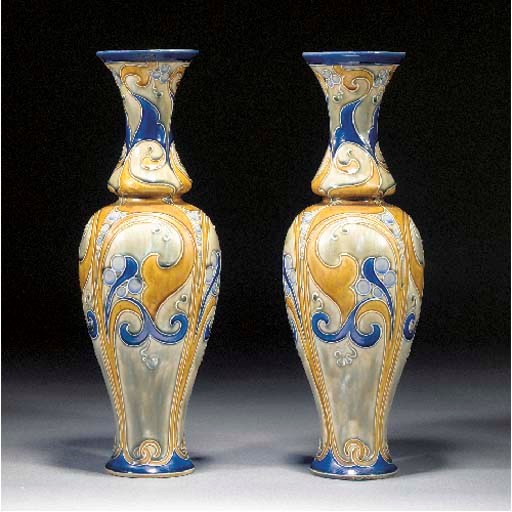 A pair of Royal Doulton stoneware vases