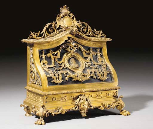 A Louis XIV style ormolu stationery casket