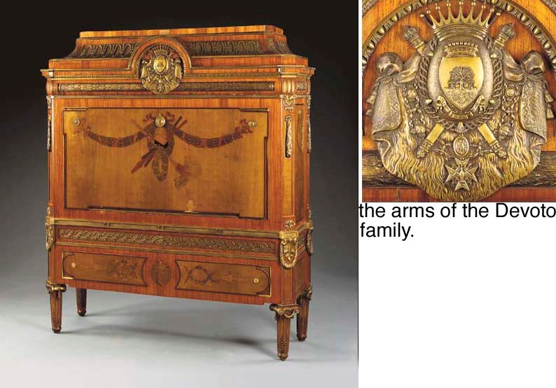 A large Louis XVI style ormolu-mounted tulipwood and marquetry side cabinet
