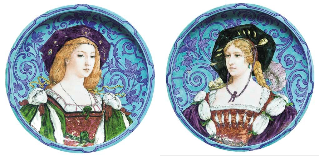 A PAIR OF THEODORE DECK CERAMIC CHARGERS