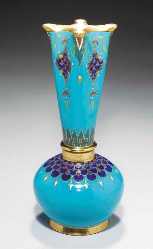 A MINTONS 'BLEU-CELESTE' GROUND BOTTLE VASE