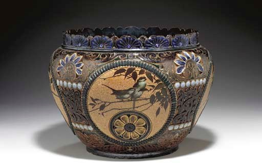 A LAMBETH DOULTON STONEWARE JARDINIÈRE