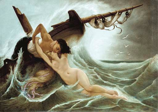 A GERMAN RECTANGULAR PLAQUE, 'KISS OF THE WAVE'