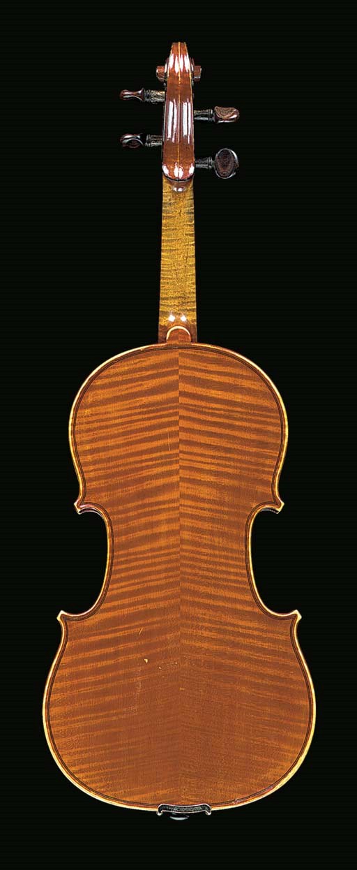 A French violin, workshop of Honoré Derazey, labelled H. Derazey à Mirecourt, Médaille de 1ere Classe Universelle 1855 and branded H. Derazey, the length of back 14 1/16in. (358mm), with two bows in case	 (4)
