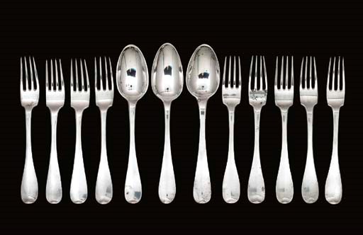 A German silver matched part table-service