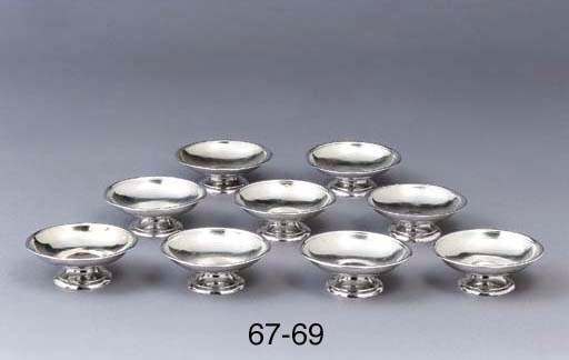 A set of three German silver sauce-dishes
