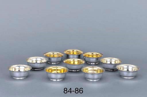 A set of four German silver double salt-cellars