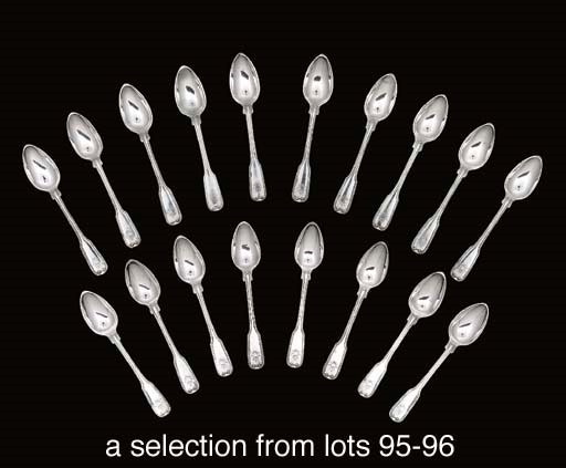 Sixteen German silver teaspoons