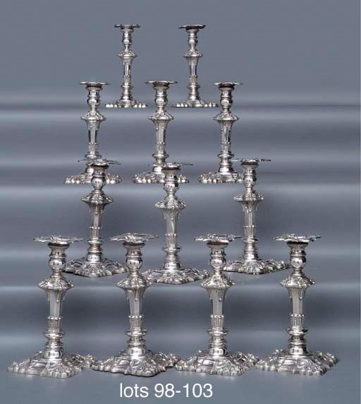 A pair of German silver candlesticks