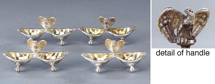 A set of four German parcel-gilt double salts