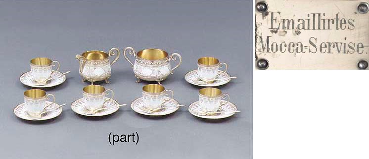 A Continental enamelled silver-gilt coffee service
