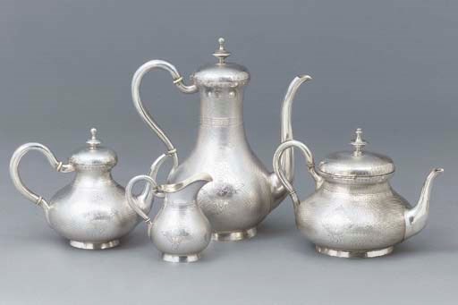 A composite French and German four-piece tea and coffee-service