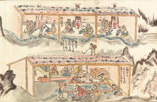 An Illustrated Scroll of Gold and Silver Mining