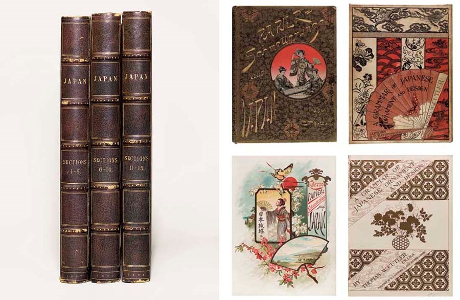 A further group of works on Japan, several with decorative bindings