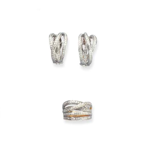 A DIAMOND BAND RING WITH EARCLIPS