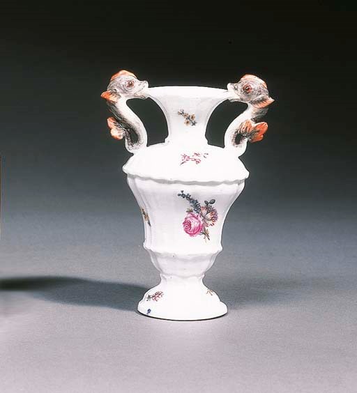 A Meissen two-handled inverted baluster vase