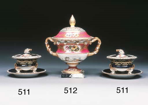 A pair of Grainger's Worcester sauce tureens, covers and stands