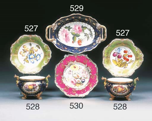 A pair of Coalport blue-ground circular sauce-tureens