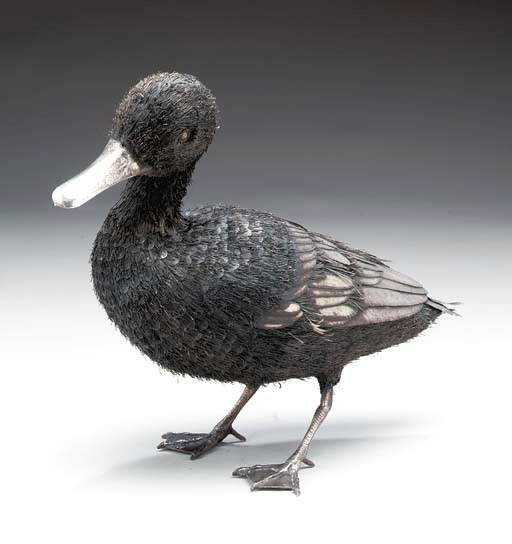 AN ITALIAN SILVER DUCK,