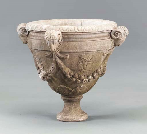 A NEOCLASSIC WHITE MARBLE URN,