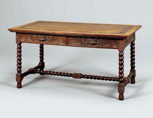 A FLEMISH BAROQUE STYLE OAK CENTER TABLE,