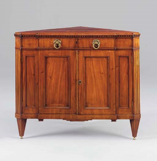 A DUTCH NEOCLASSIC INLAID MAHOGANY CORNER CABINET,
