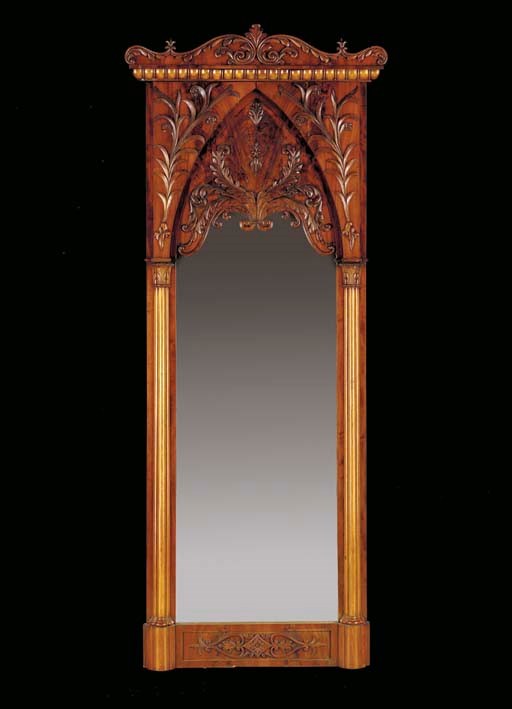 A SWEDISH GOTHIC-REVIVAL MAHOGANY PIER MIRROR,