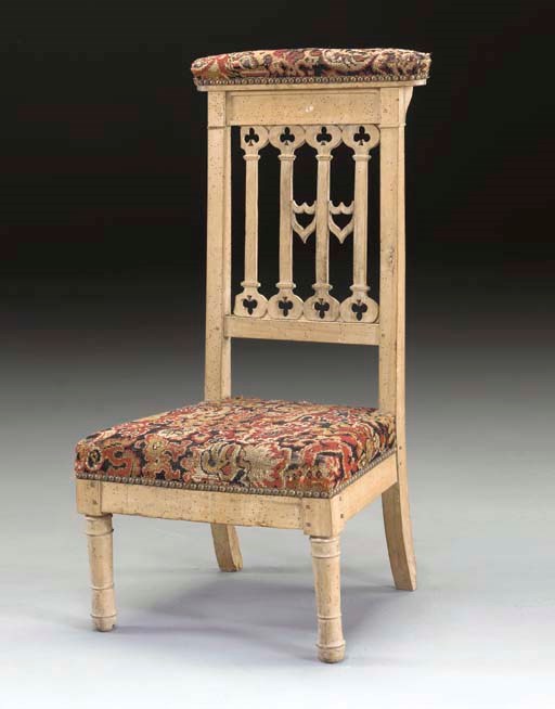 AN EMPIRE STRIPPED BEECH AND ASH PRIE-DIEU,