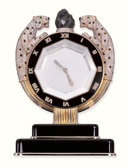 A PANTHER MYSTERY CLOCK, BY CARTIER