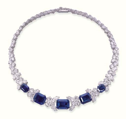 A SUPERB SAPPHIRE AND DIAMOND NECKLACE, BY VAN CLEEF & ARPELS