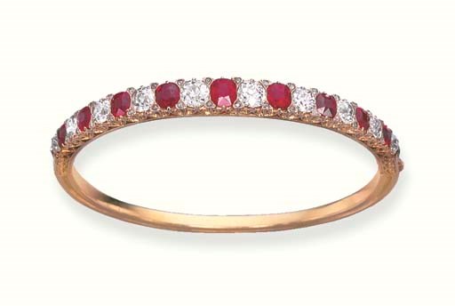 AN ANTIQUE RUBY AND DIAMOND BRACELET