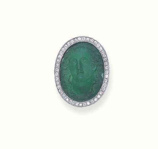 A BELLE EPOQUE EMERALD AND DIAMOND RING