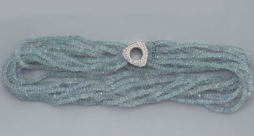 ANTONINI. AN AQUAMARINE AND DIAMOND NECKLACE