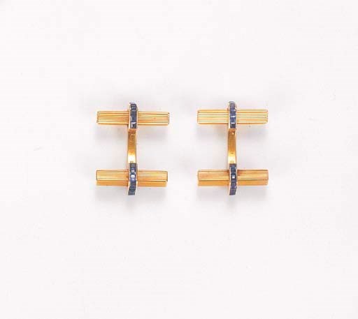 A PAIR OF SAPPHIRE CUFF LINKS, BY BOUCHERON