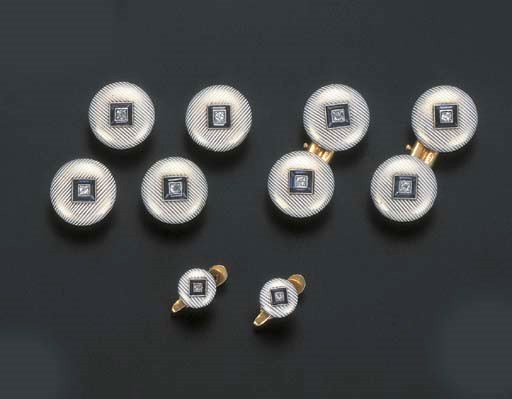 AN ENAMEL AND GEM-SET DRESS SET