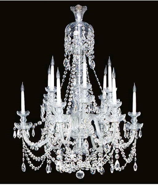 A cut glass twelve light chandelier, 20th century