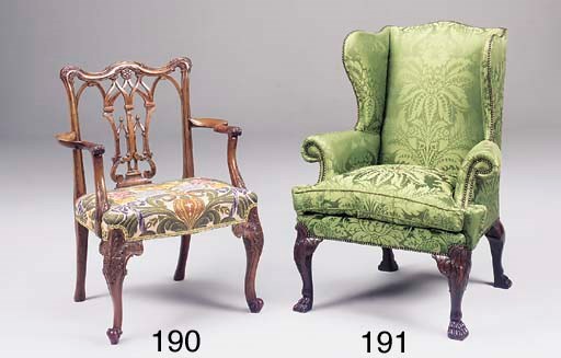 An Irish mahogany wing armchair
