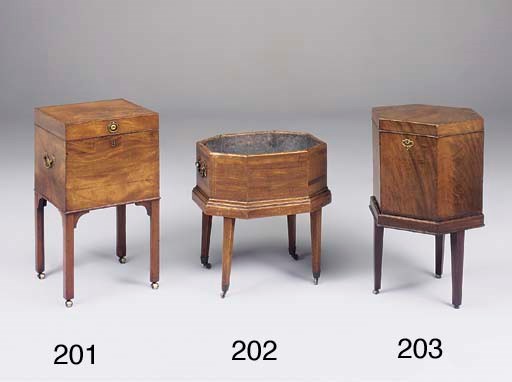 A mahogany and inlaid octagonal wine cooler