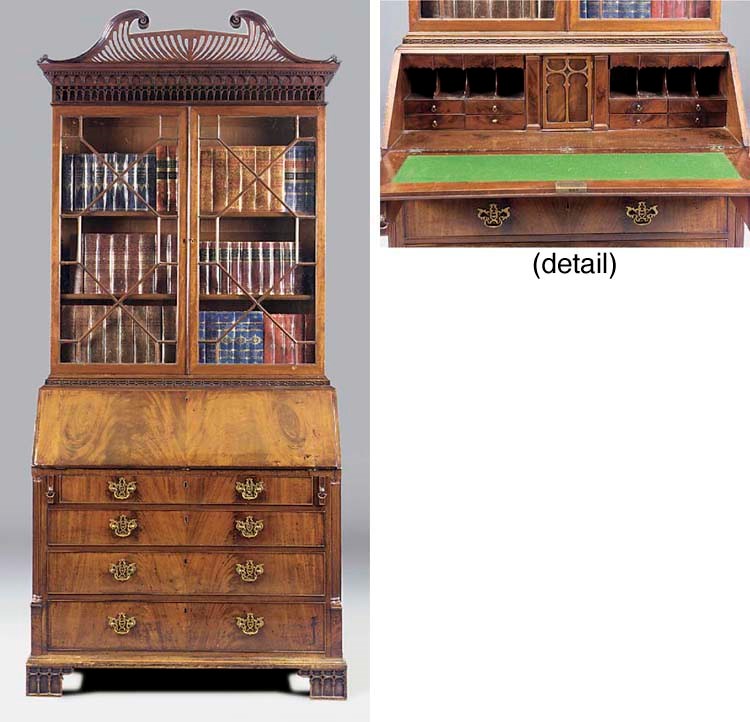 A George III mahogany bureau bookcase