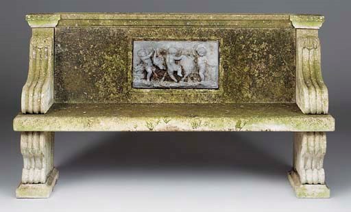 A limestone garden seat, late 20th century